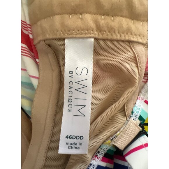 Cacique Swim by Lane Bryant‎ Striped Underwire Tankini Top 46DDD - Picture 5 of 6